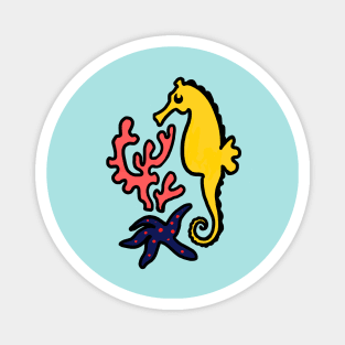 Seahorse and coral illustration Magnet